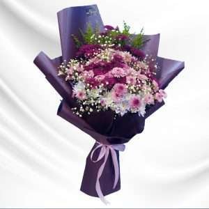Purple and baby flowers bouquet - Code 02