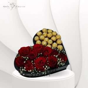 Flowers box with Ferrero Rocher chocolate