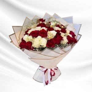 Imported red and white big bouquet