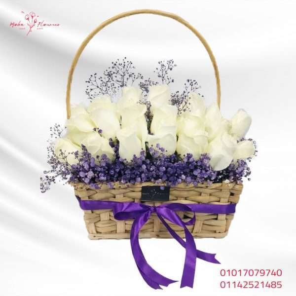 White flowers basket - Code 43